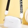 Leather Wide Strap Crossbody Bag Simple Style Small Shoulder Bags For Women